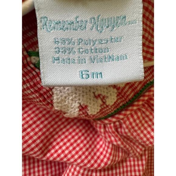 Red & White Santa Gingham romper by Remember Nguyen. - Picture 11 of 12